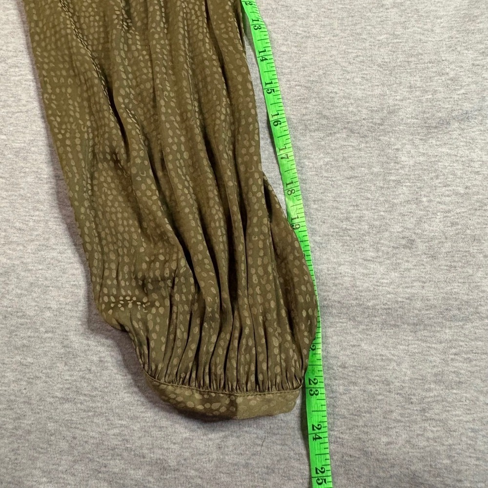 LOFT Olive Green Jacquard Smocked Tiered Swing Mini Dress NWT Petites MP - Picture 11 of 12